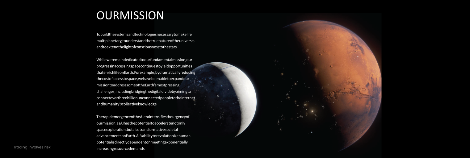 SpaceX mission visual showing Earth, Mars and multiplanetary future